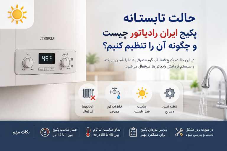 حالت تابستانه پکیج ایران رادیاتور چیست و چگونه آن را تنظیم کنیم؟